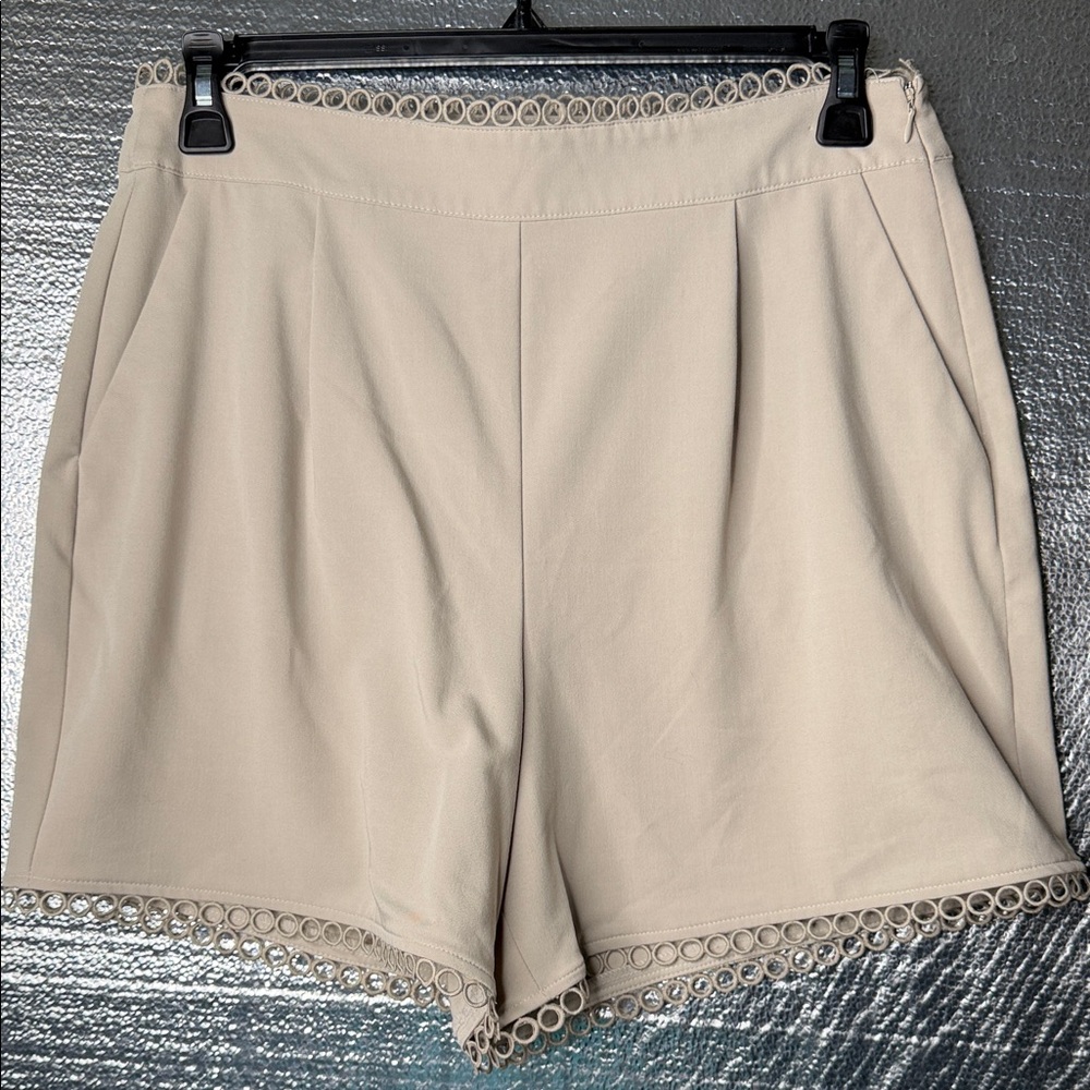 Rafaella Women's High Waist Beige Shorts